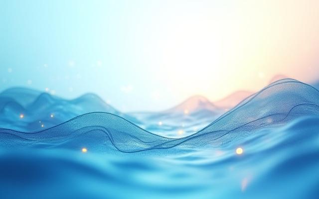 海の波と日の出を描いた抽象的な画像は、Ryuko Pathのつながりと進歩の使命を表しています。